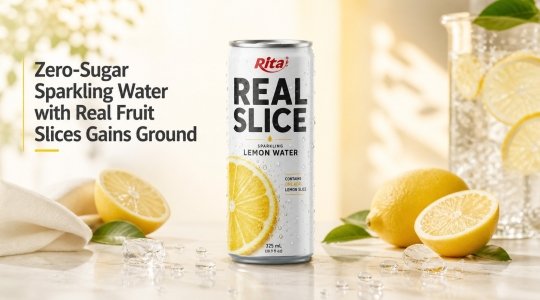 Zero-Sugar Sparkling Water with Real Fruit Slices Gains Ground