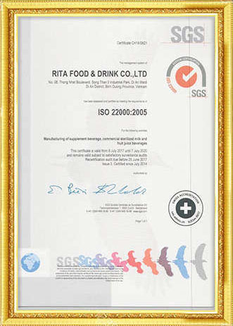 ISO 22000:2005 RITA Food and Drink Co.,Ltd