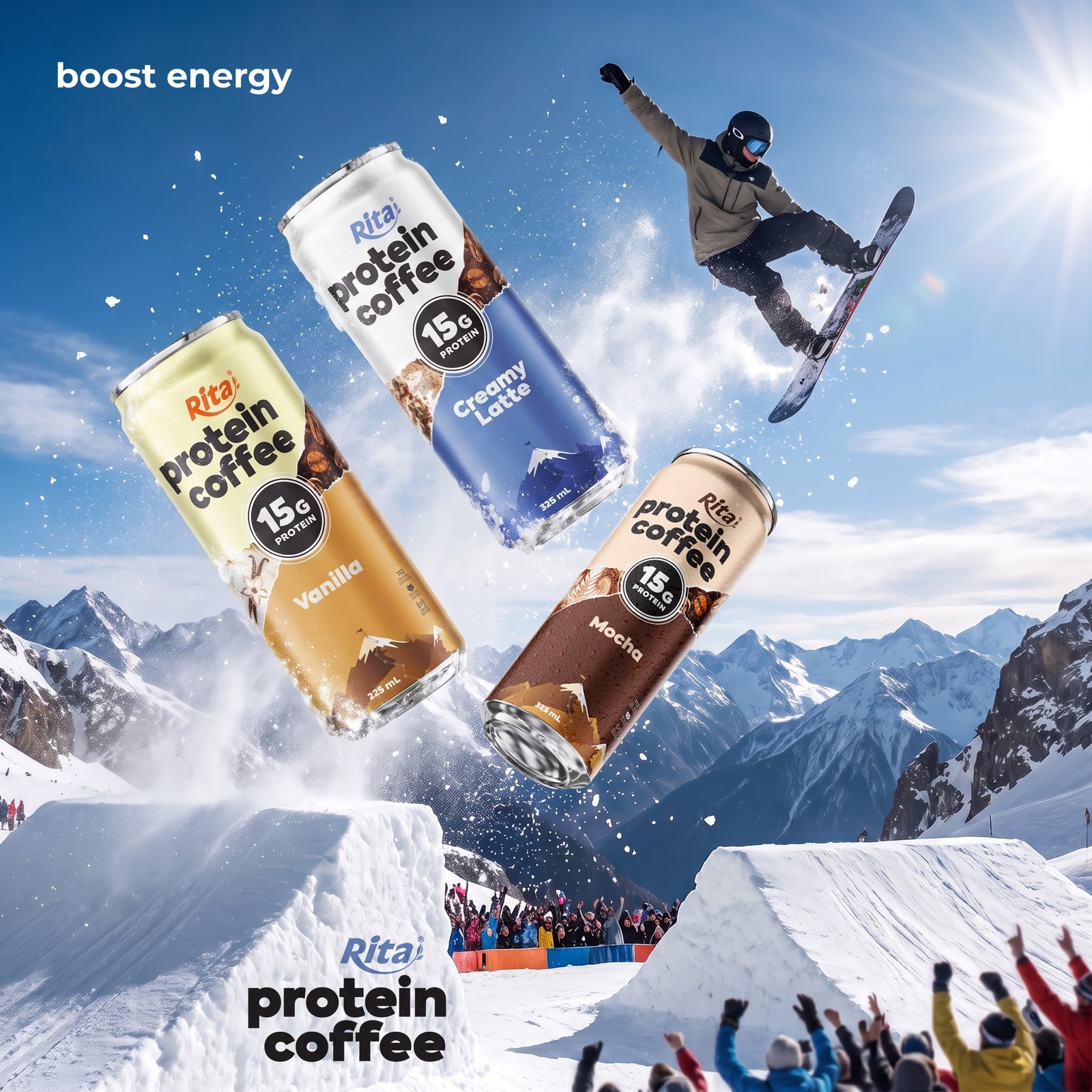 Rita High Protein Coffee Mocha Drink 15g Protein – RTD Coffee Beverage 325ml Poster 1
