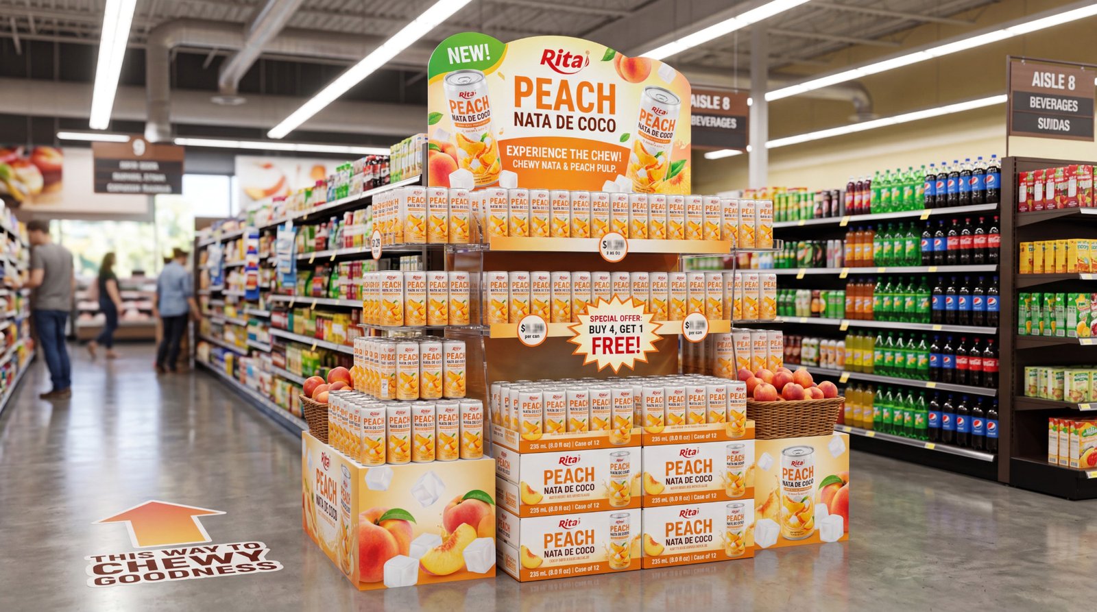 325 ml ( 10.9 fl oz) Peach nata de coco with real peach pulp Poster 1