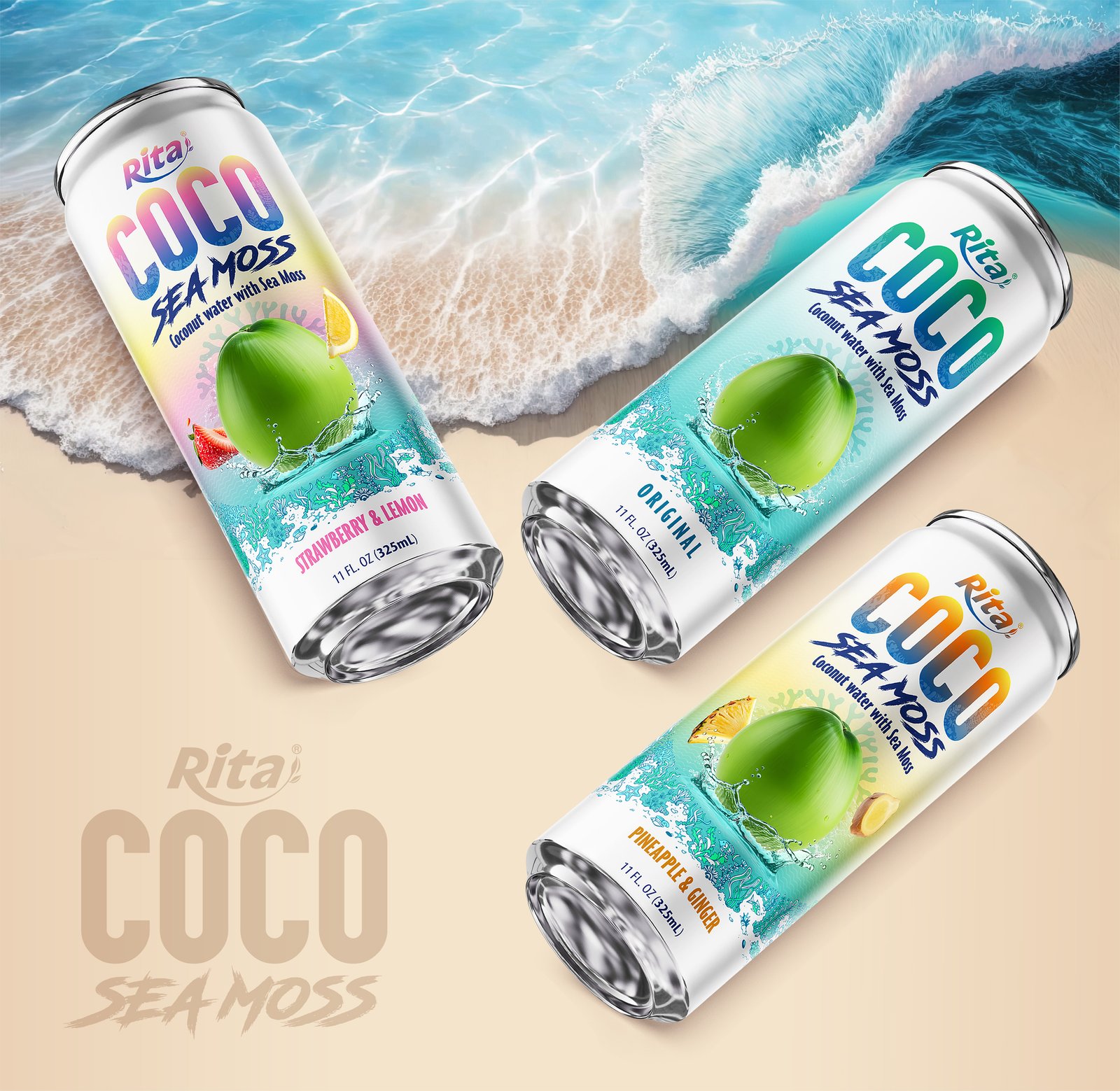 Coco Sea Moss Coconut water with sea moss 325ml sleek can Poster 2