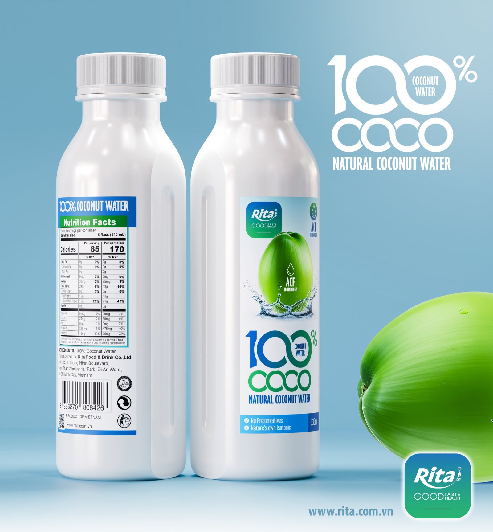 100% Young Coconut Water 330ml PET COCO AFC Poster 2