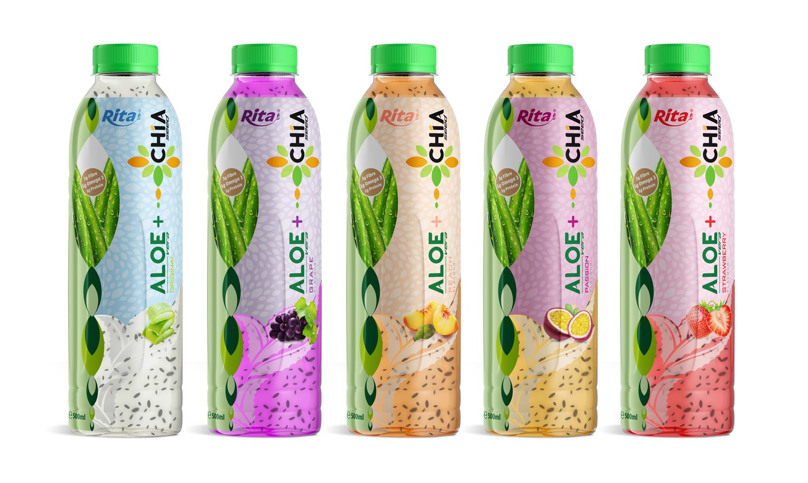 16.9 Fl Oz Rita Aloe Vera Drink with Chia Seed Original Flavor PET Bottle Poster 1