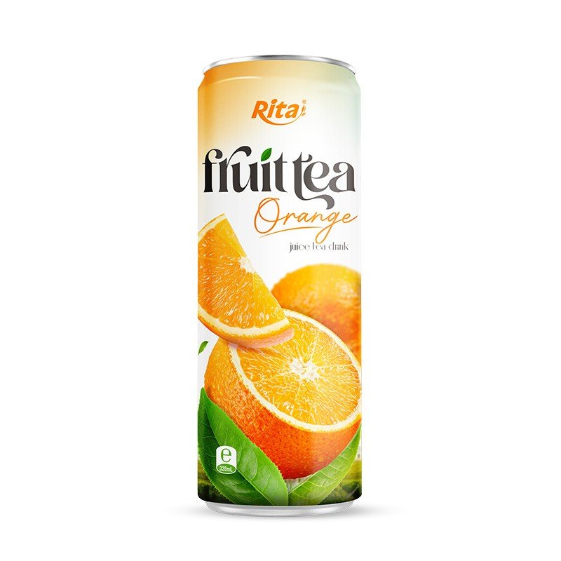 320ml_Sleek_alu_can_fresh_Organe_juice_tea_drink_healthy_with_green_tea